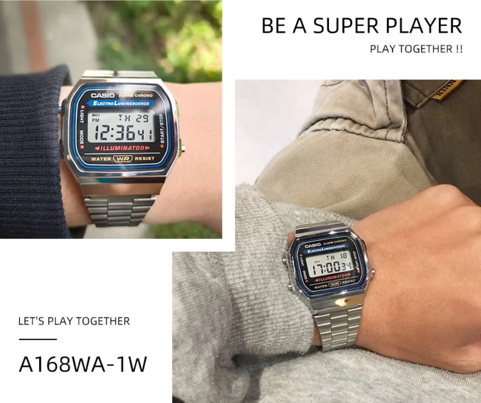 CASIO Vintage Classic Small Square Digital Watch with Silver Metal Case, Waterproof Versatile Daily Casual Timepiece, Japanese-K