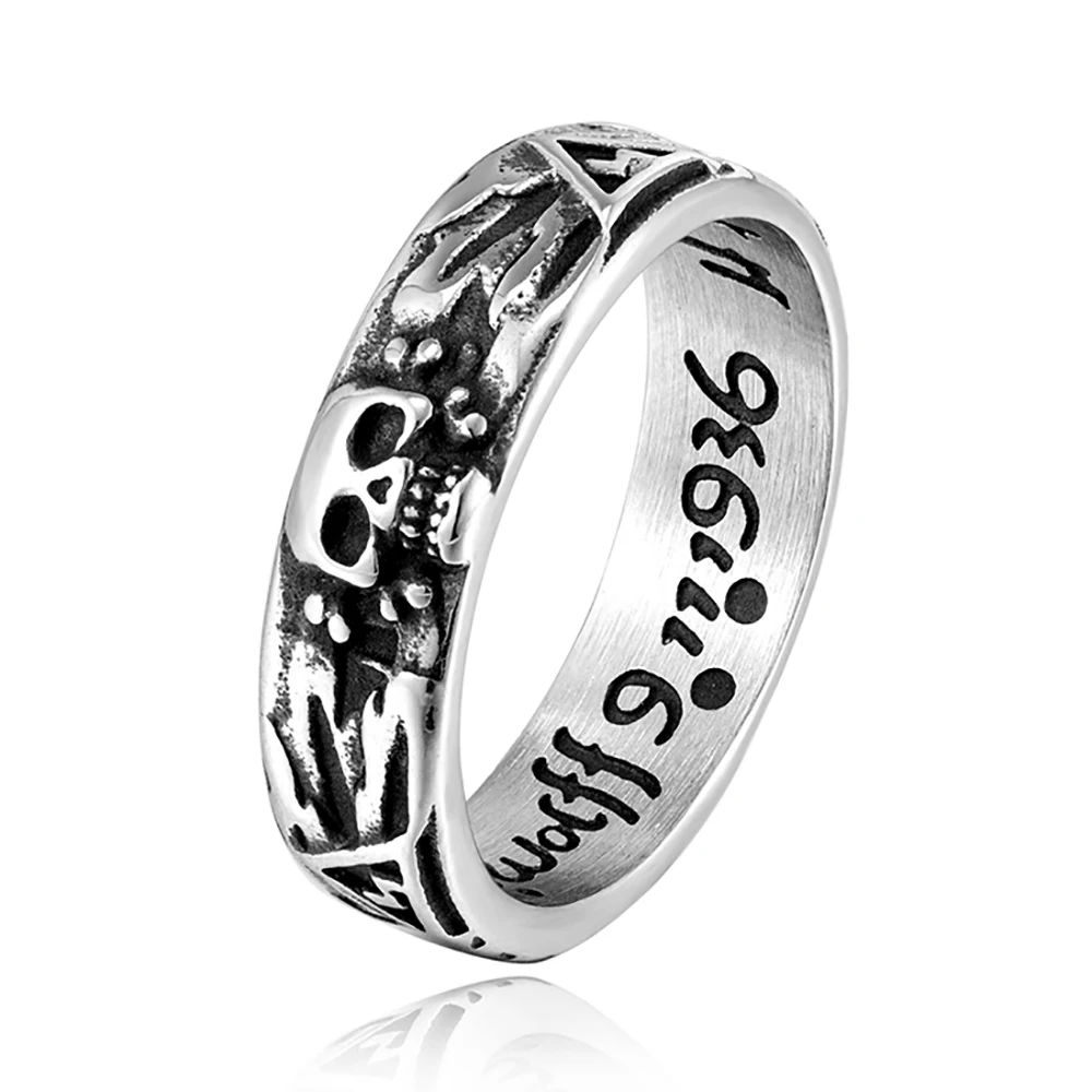 Vintage Gothic Skull Rings for Men Boy Stainless Steel Punk Skeleton Finger Ring Hip Hop Style Unique Jewelry Gifts Wholesale