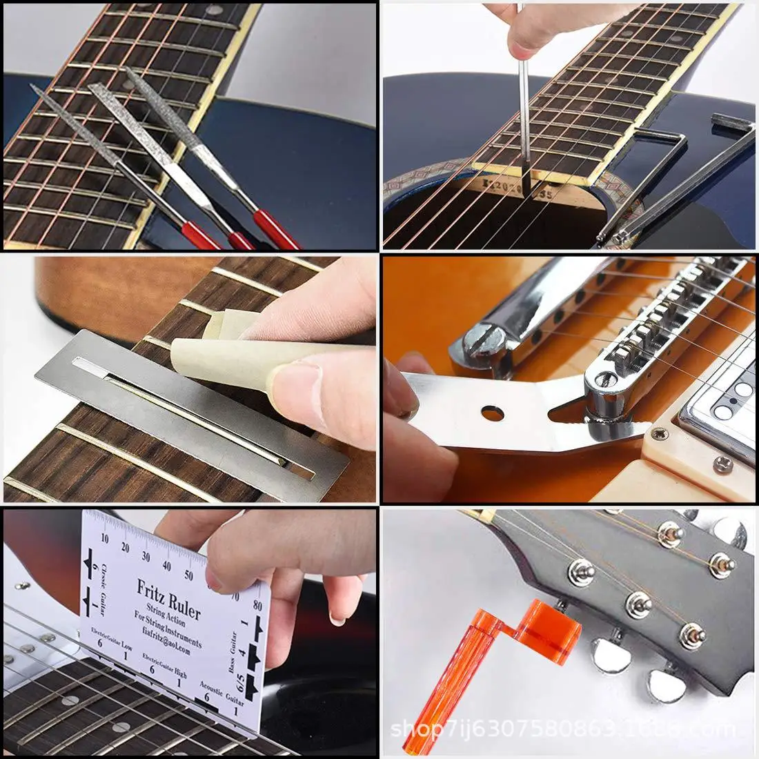 Guitar Repairing Tool Kit Electric Acoustic Guitar Ukulele Repairing Maintenance Cleaning Tool Accessories Kit