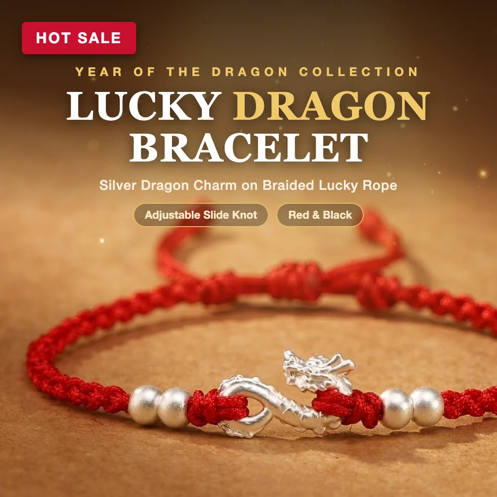 Chinese Zodiac Year Red String Bracelet Lucky Dragon Charm Braided Rope Gold Silver Color Adjustable Protection Gift Women Men