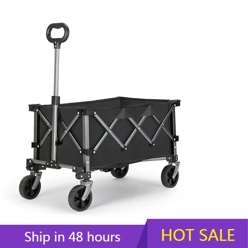 

POWER LEAP Portable Foldable Camping Cart Four-Wheel Platform Foldable Table Cup Holders 100kg Load Capacity Customizable Plasti