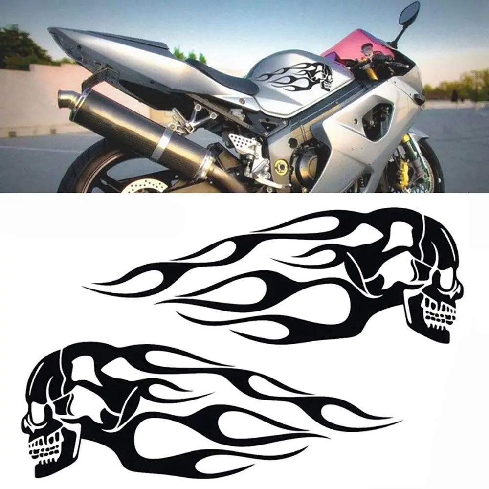 Universal Motorbike Electricbike Car Accessories Flame Skulls Decals Helmet Decration Motorcycle Ornament 3D Fuel Tank Stickers