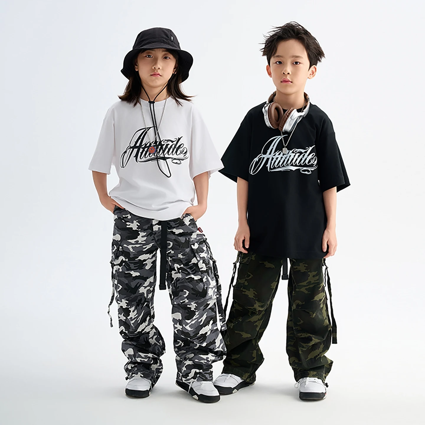 

Boys Street Dance Suits Short Sleeves T-Shirt Camouflage Pants For Girls Jazz Dance Costume Child Ballroom Dance Wear DQS19957