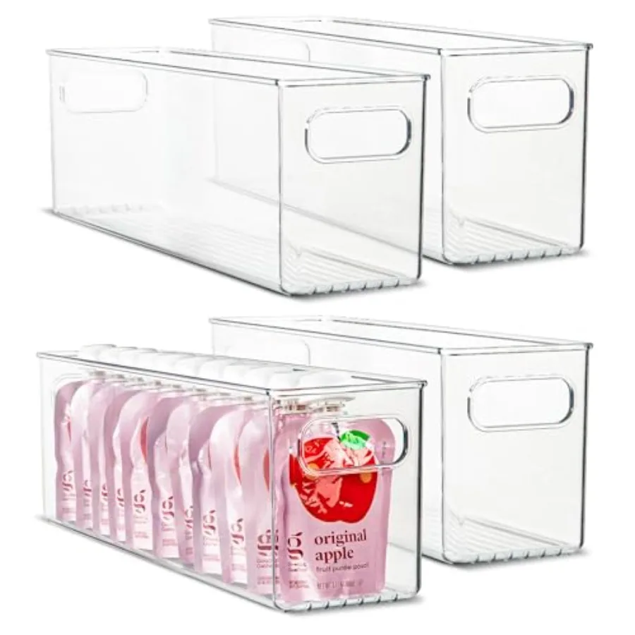

Plastic Food Storage Pack Clear Container Bin with Handles for Organizing Kitchen Pantry Fridge Freezer Pantry Bathroom. "x"x5