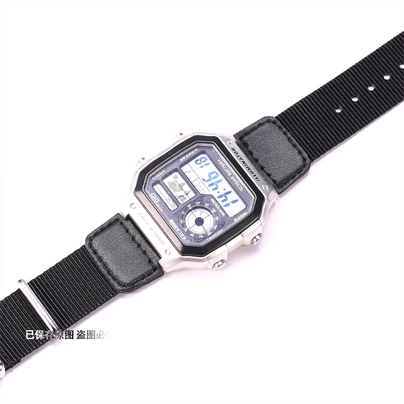 High Quality Soft Thin Nylon Leather Strap Suitable for Casio AQ-S810W AE-1000W AE1200 Steel Ring 18mm Men\'s Watch Band