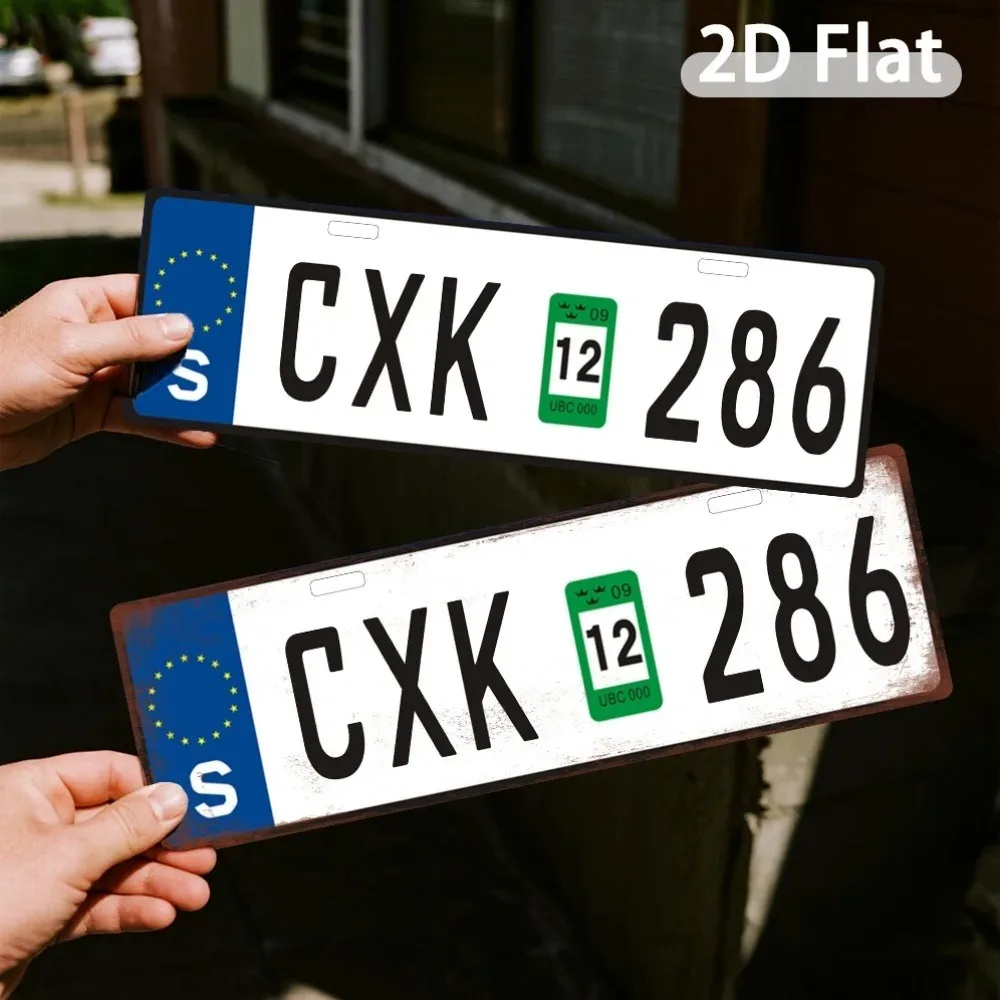 1 Stück 17,3x5,5 Zoll 2D Flaches Individuelles Schwedisches Metallschild UV-Bedruckt Personalisierter Text Wandplakette Dekoration