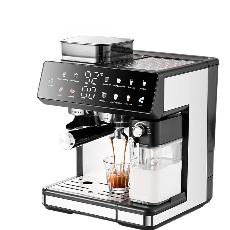 Fully automatic milk froth hot and cold dual extraction grinding all-in-one coffee machine, LCD display,  temperature control