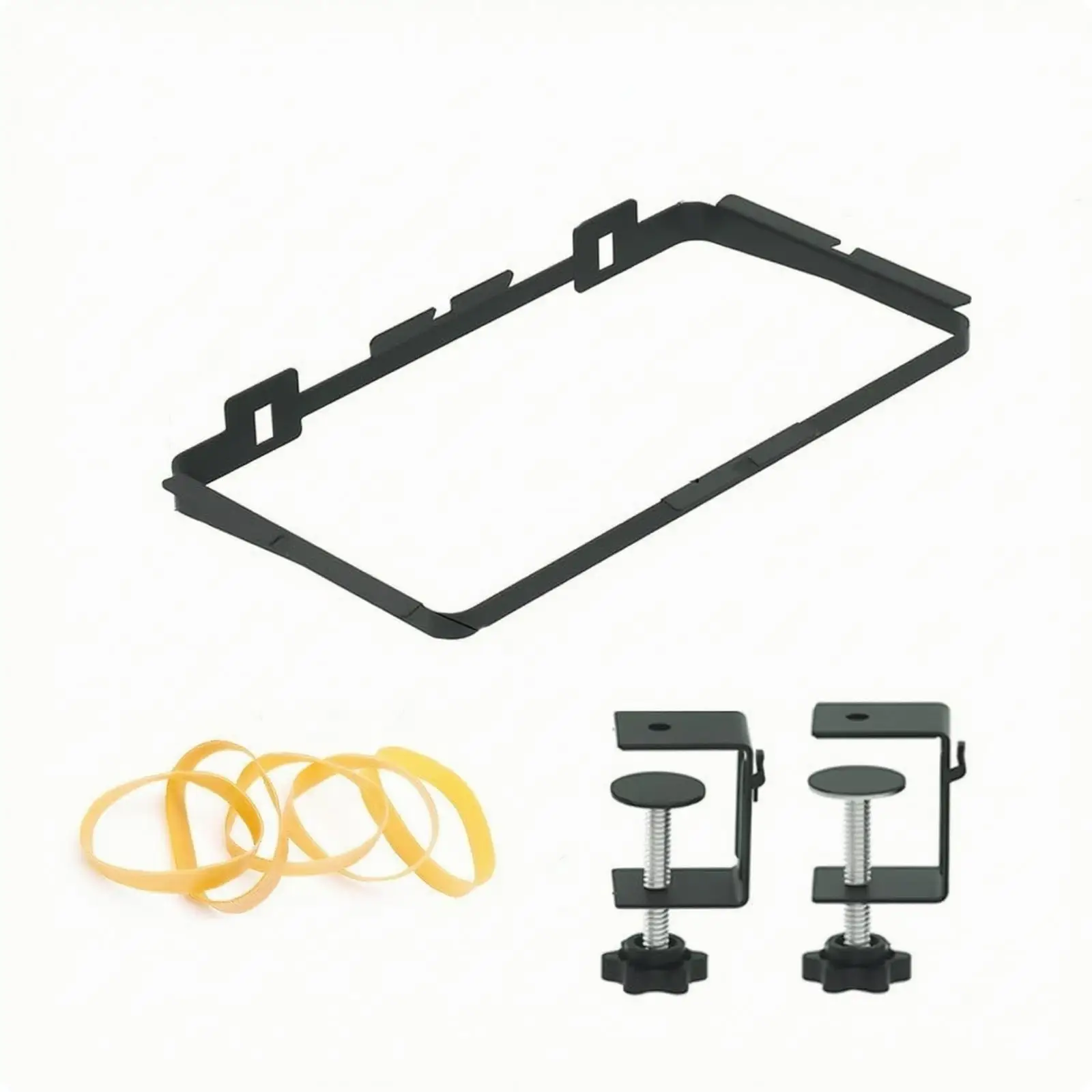 Adjustable Tabletop Trash Bag Holder Carbon Steel Portable Garbage Bag Support Rack with Rubber Bands for Outdoor