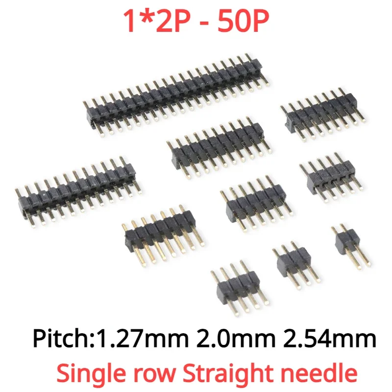 10Pcs 1.27mm 2.0mm 2.54mm Pitch 1x2P -50Pin Single Row Male Female Pin Header PCB Board Connector 1.27 Pin header Socket SMD SMT - Image 2