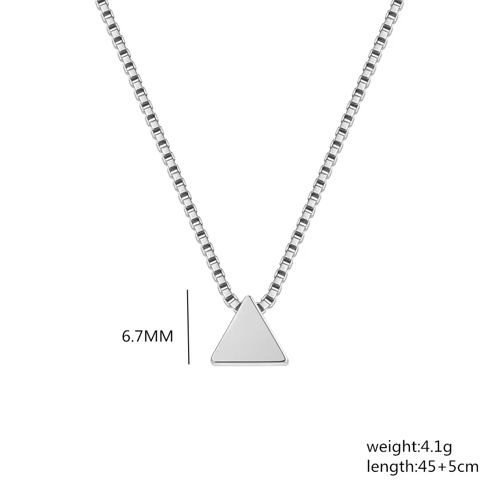 925 Sterling Silver Necklace 18 inches Box chain Simple geometry triangle Pendant For Women Fashion Jewelry Christmas Gifts