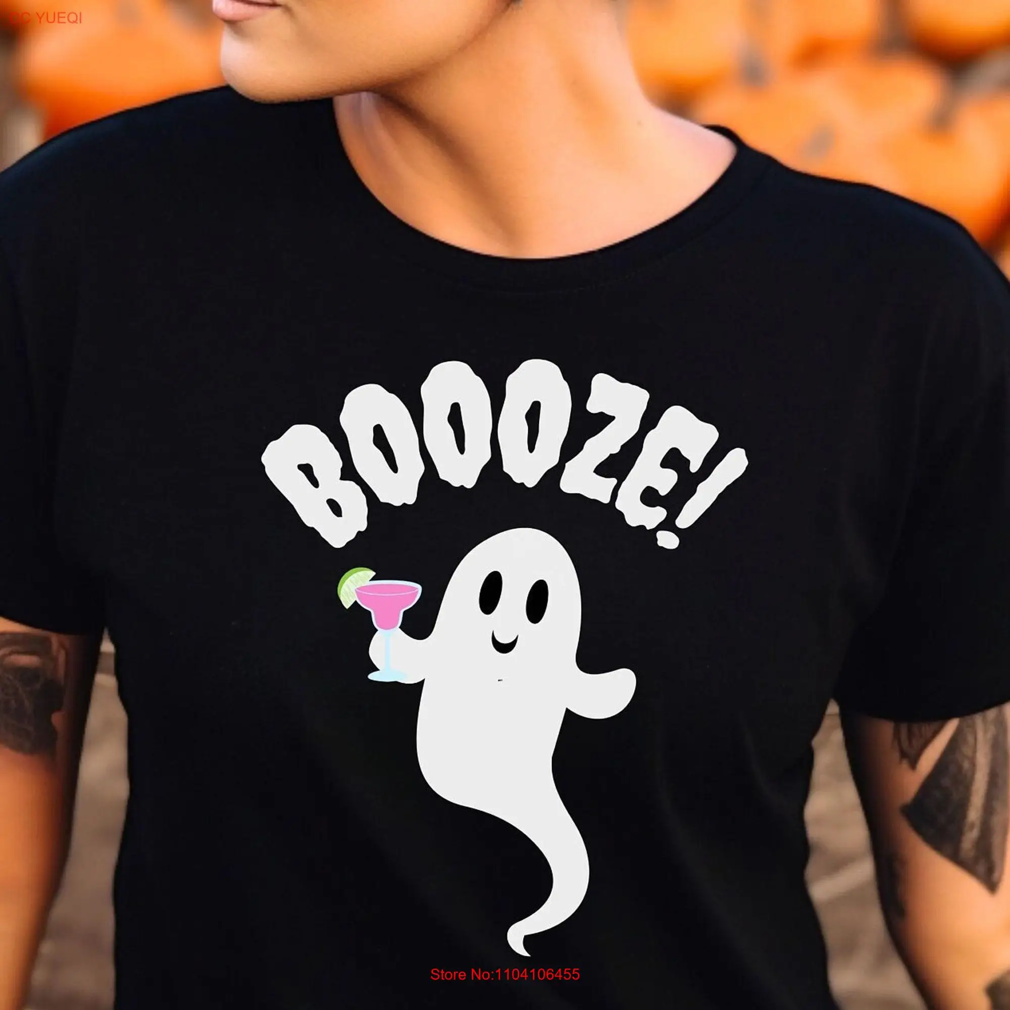 Halloween Night OuT T Shirt Waitress Cute GhosT Drinking Celebration long or short sleeves