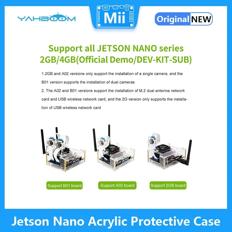 Yahboom Jetson Nano Acryl Beschermhoes voor Jetson NANO 4GB 2GB Development Board Developer Kit Installeren Koelventilator camera
