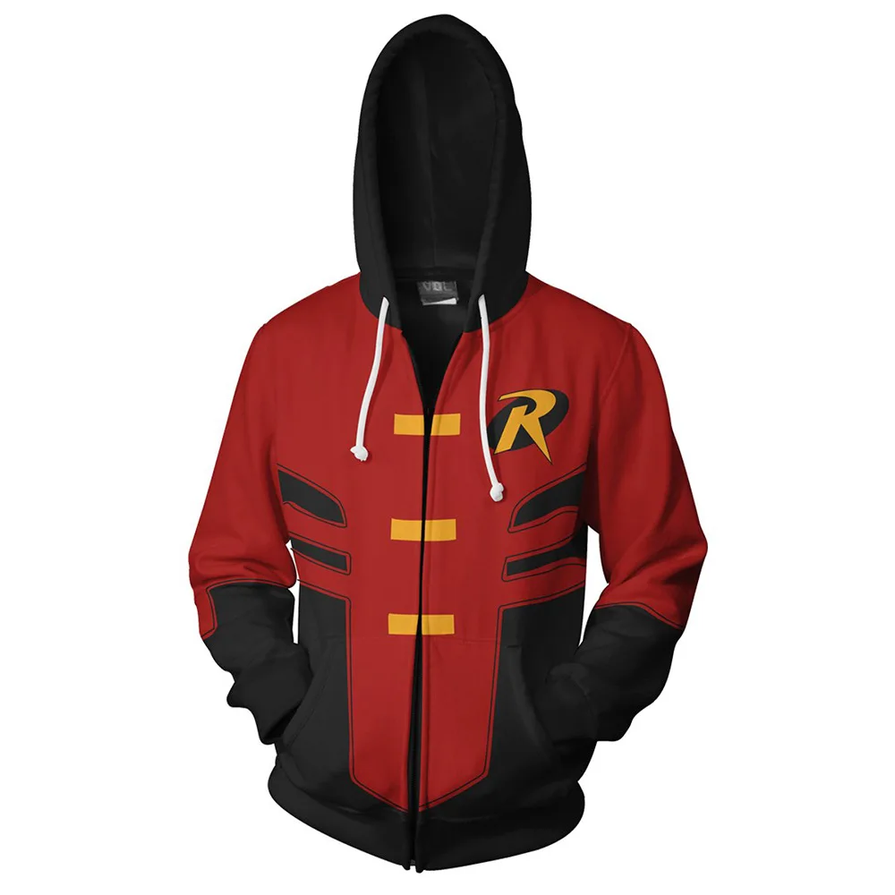 Movie Red Robin Sweatshirt Tim Drake Cosplay Pullover Unisex Hoodies Zipper Streetwear Cardigan Clothes Hoody Jacket Halloween