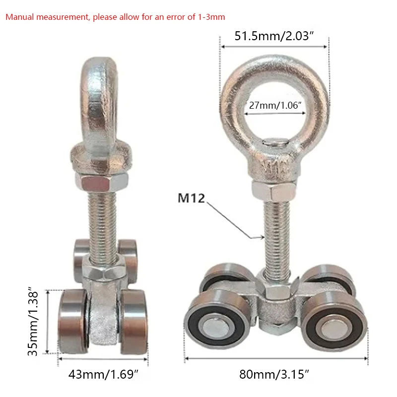 Taller Strut Channel Trolley Assembly Heavy Duty Sliding Door Linear Guide Bearing Top Mounted Channel Steel Shaft Hanging Wheel