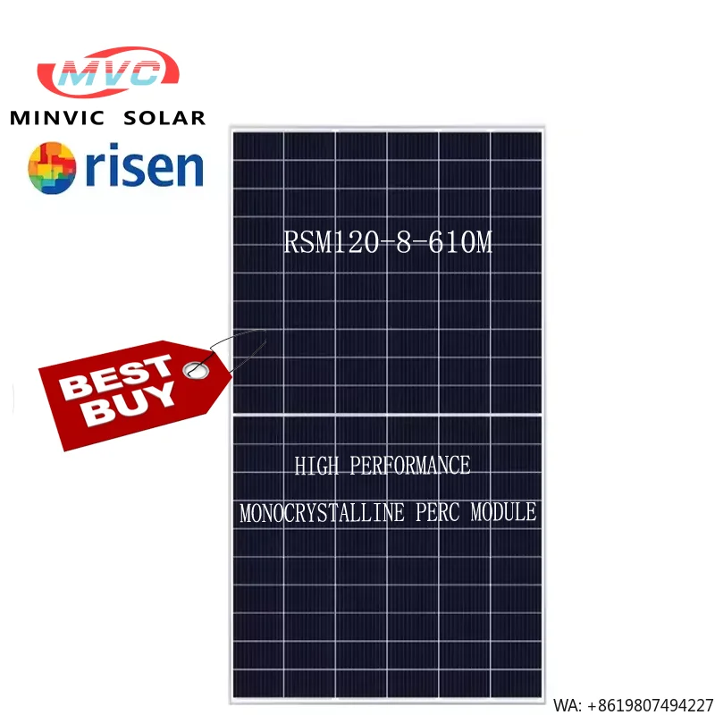 610w Wholesale  RSM120-8-610M  HJT Bifacial Solar  Panels 590/595/600/605/610/615w  N Type  Monocrystalline Silicon