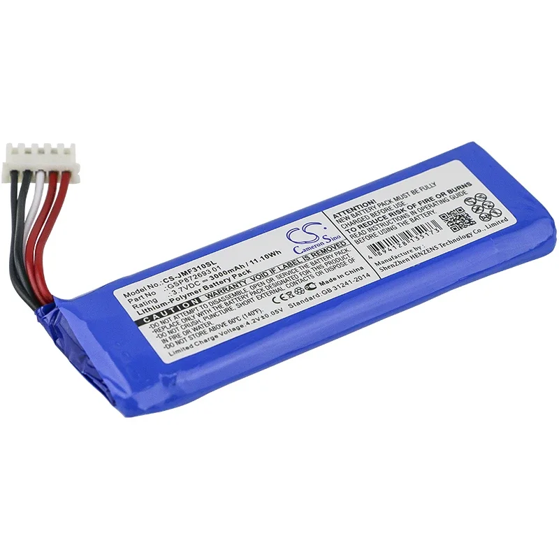 Speaker Battery For JBL GSP872693 01 P763098 03A Flip 4 Special Edition Volts 3.7 Capacity 3000mAh / 11.10Wh