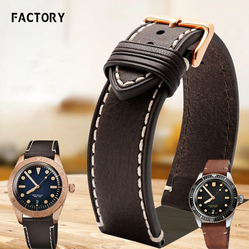 High Quality Genuine Leather Watch Strap for Oris Holey Diving Series 65 Reengraved Aviation Certina Men Watchband  Accessories