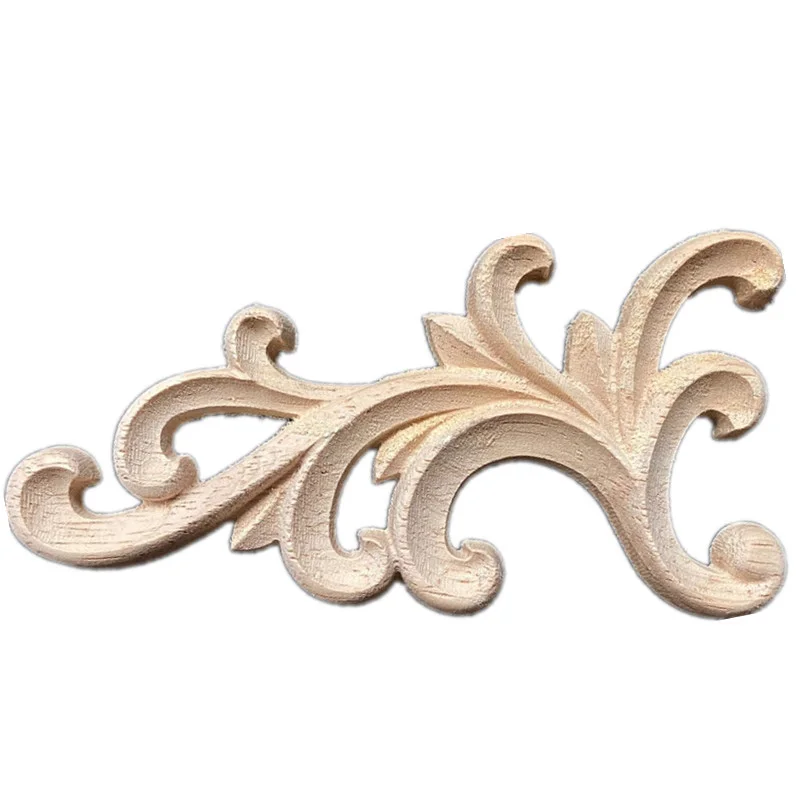 13cm Vintage Unpainted Wood Carved Corner Onlay Applique Frame for Home Furniture Wall Cabinet Door Decor Crafts