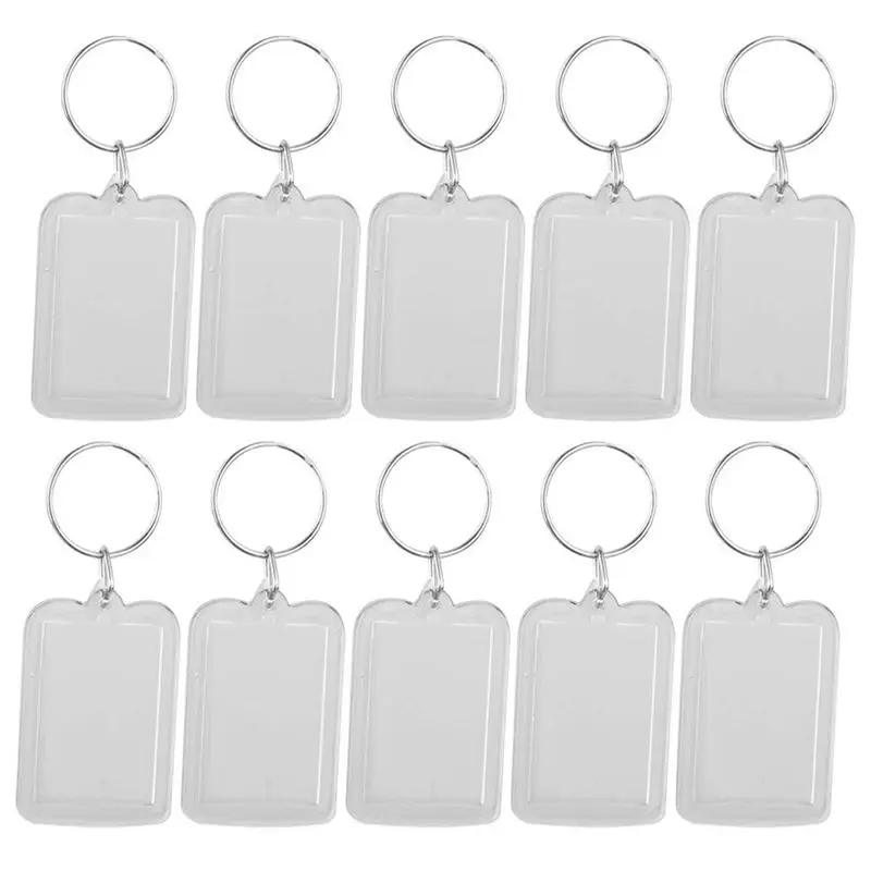 Lot Of 10Pcs Keyring DIY Detachable White Rectangle Photo Frame Keyring 3.3X5cm