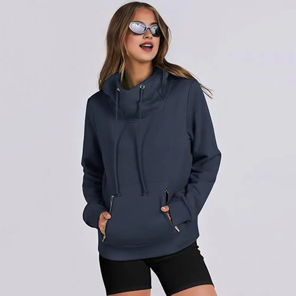 

Cozy Winter Hoodie Oversized Women Hoodie Stylish Winter Hoodie with Zipper Pockets Drawstring Elastic Cuff Long for Women