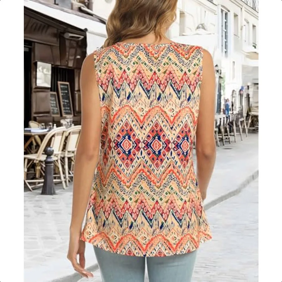 CHICGAL レディース サマー タンク トップ スリーブル T シャツ カジュアル ルーズ フィット チュニック ブラウス