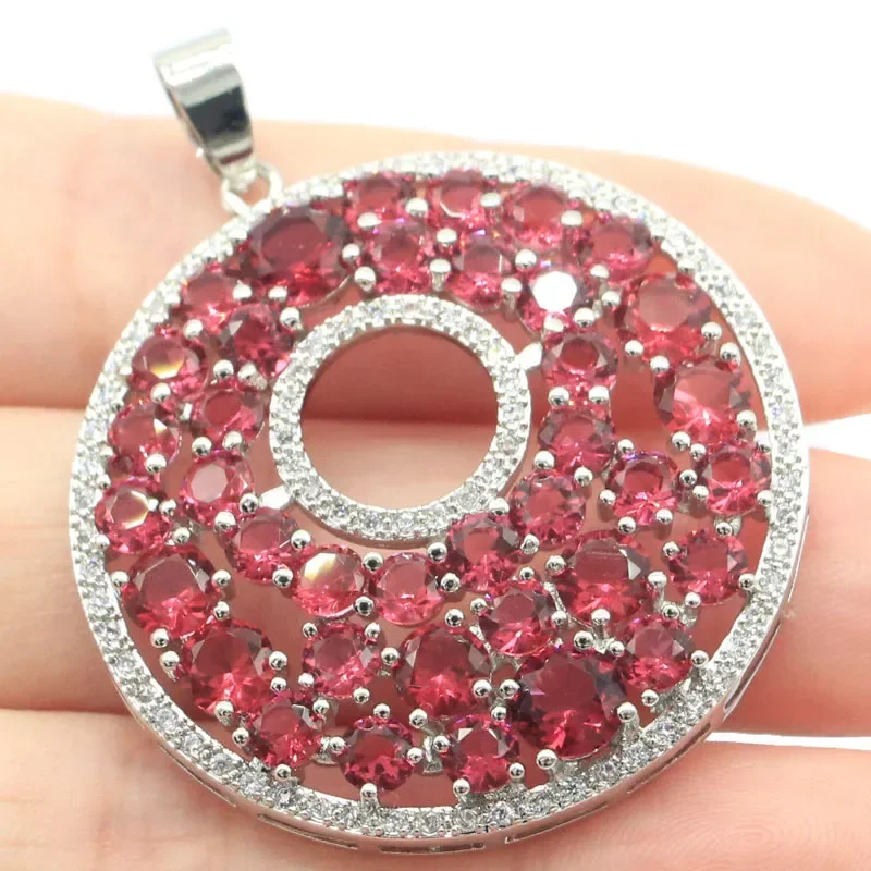 10.5g 925 SOLID STERLING ARGENTO PENDENTE Fuoco Arcobaleno Topazio mistico Rodolite Granato Citrino dorato Tormalina rosa CZ