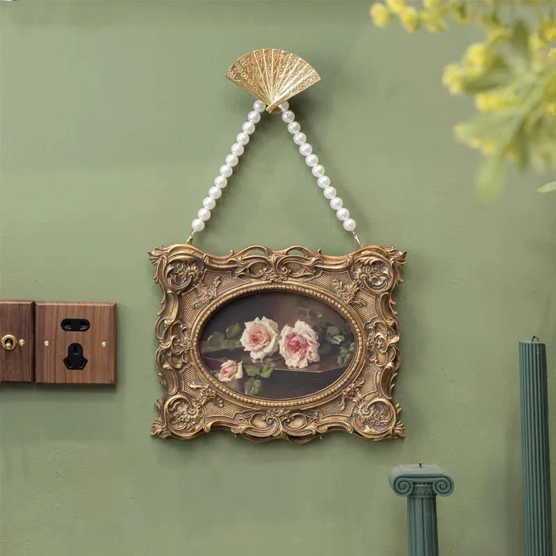 French Classical Baroque Pearl Entrance Decorative Painting American Medieval Rose Living Room Hanging Painting Bedroom Table Ph
