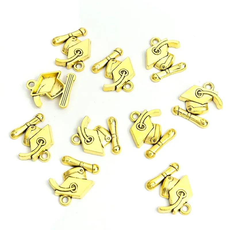 20pcs Graduation Theme Bachelor Cap&Acceptance Letter Charms For Jewelry Gift Making DIY Necklace Bracelet Retro Alloy Pendants