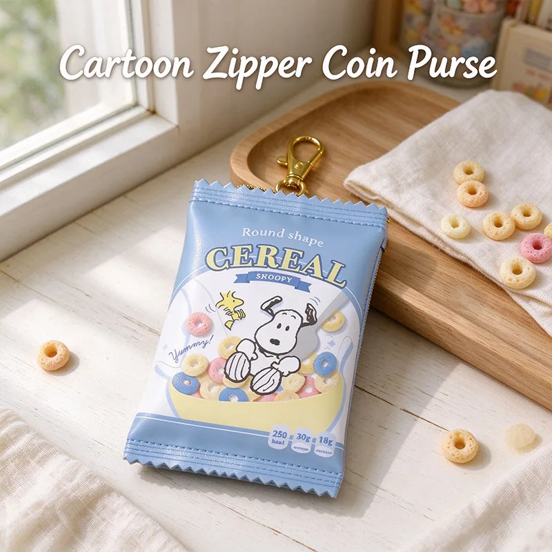 Cute Cartoon Snoopy Zipper Coin Purse Mini Storage Bag Pendant Lipstick Pouch Small Accessories Portable Wallet Christmas Gift