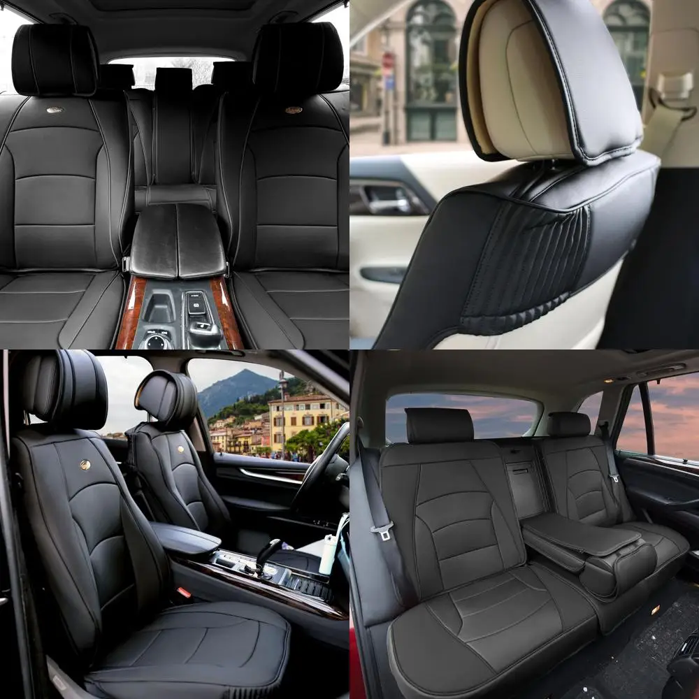 

Ultra Comfort Highest Grade Faux Leather Full Set Car Seat Cushions– Universal Fit for Cars Trucks & SUVs (Solid Black)