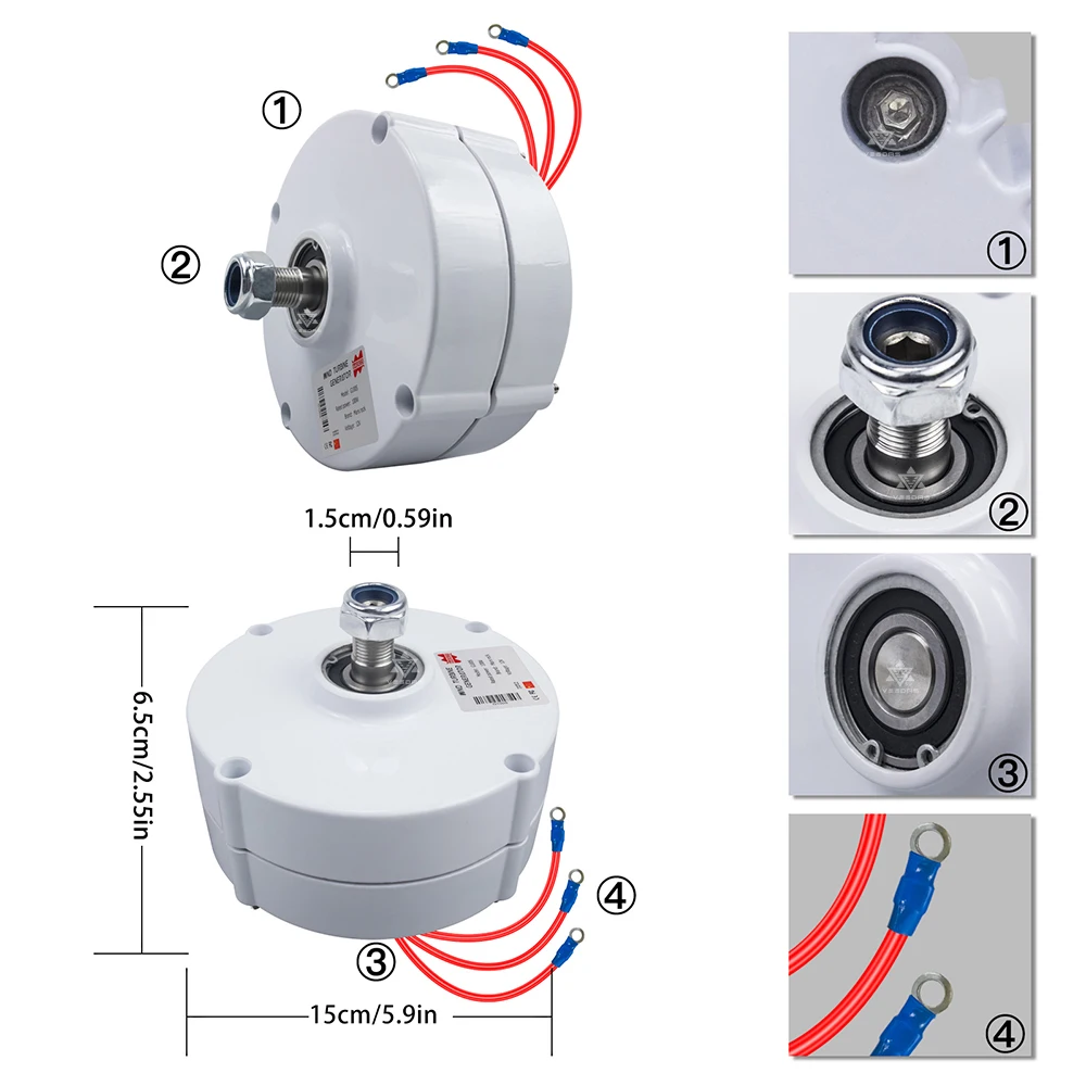 DIY 600r/m 200W 12/24V Permanent Magnet AC Alternator Wind Turbine Generator For Vertical Horizontal 200W Wind Turbine Generator