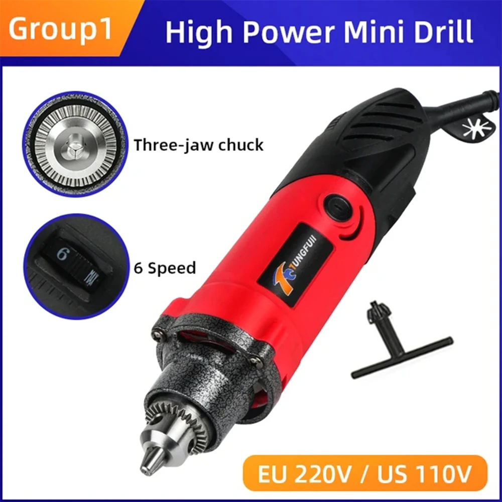 220V Electric Drill Engraving Drill Handheld Drill Angle Grinder Machine Mini Drill Grinder Tools Variable Speed for Polishing