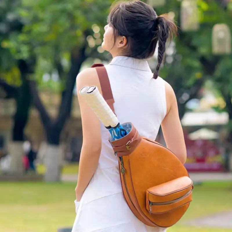 

Retro Tennis Backpack for Men Women Students Single Shoulder Crossbody Sports Bag for Badminton and Tennis