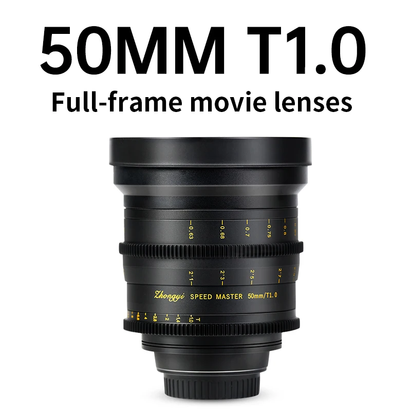 Zhongyi 50mm T1.0 PL/EF Cine Lens Manual Focus for For ARRI RED SONY Cine Alta AJA CION Movie Camera