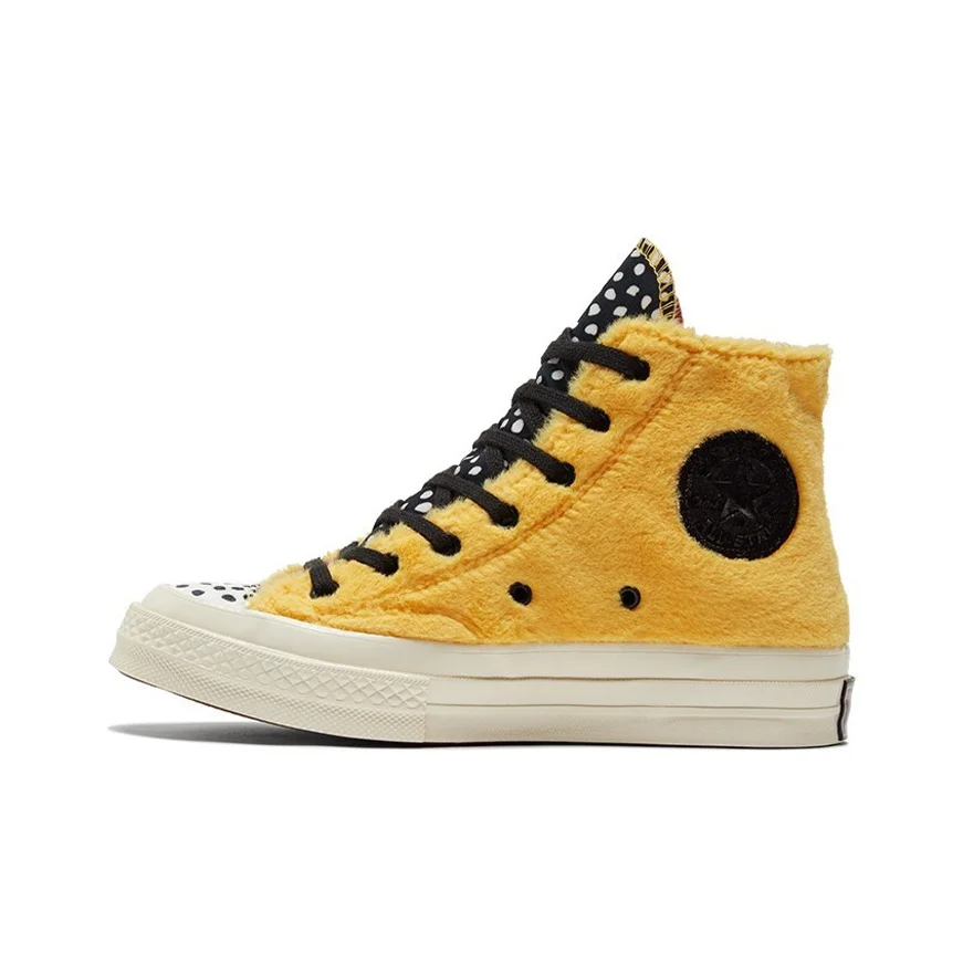 POIZON Converse Chuck Taylor All Star 70 Hi Fleece Citron Zest Polka Dot Feminino