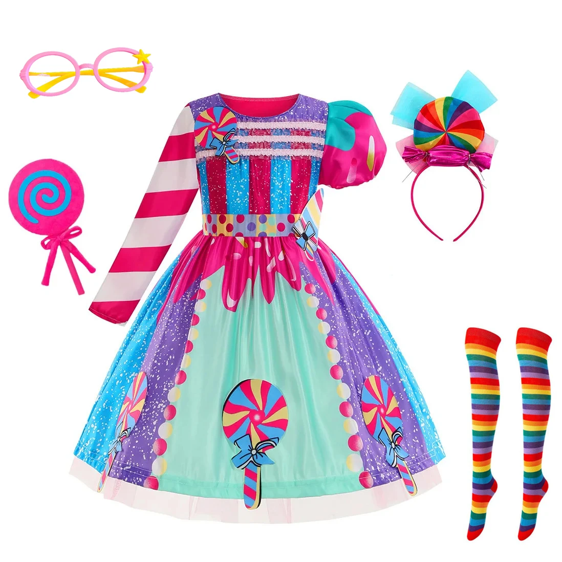 

Girls Princess Candy Dress Costume Kids Birthday Party Cosplay Costume Halloween Uniform Tutu Dress Christmas Purim Clothes 2025