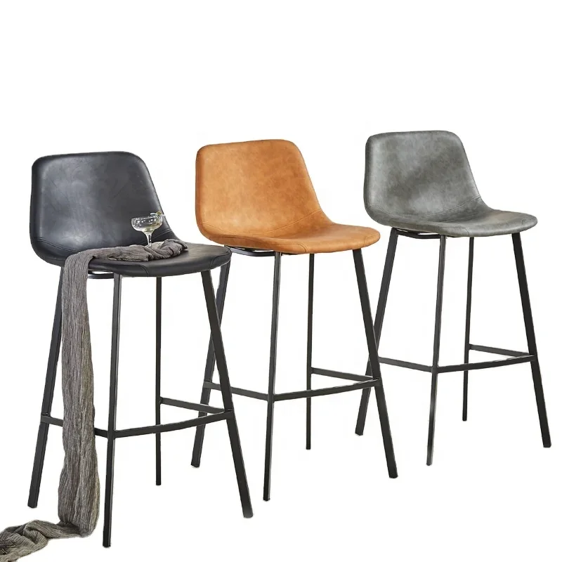 

s#A Modern Design Nordic Vintage Chair Industrial Style Cafe Leather Bar Stool High Chair
