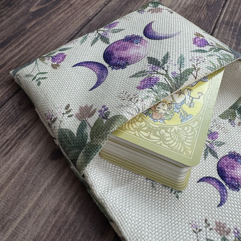 Triple Moon Tarot Storage Bag Tarot Cards Table Cloth For Divination Flower & Plants Durable Fabric Wrap Pouch Storage Pouch