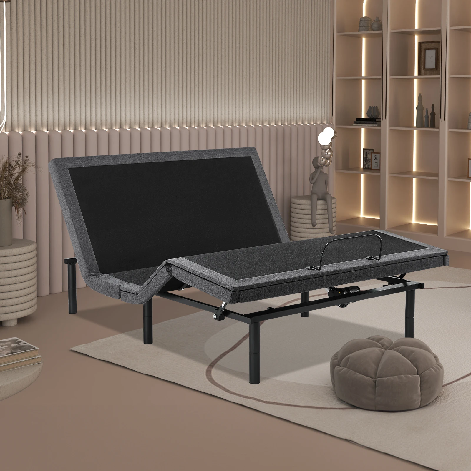 JHK Electric Queen Size Bed Ergonomic Adjustable Bed Frame with Wireless Remote Zero Gravity Bed with 2 USB Ports For Bed Room