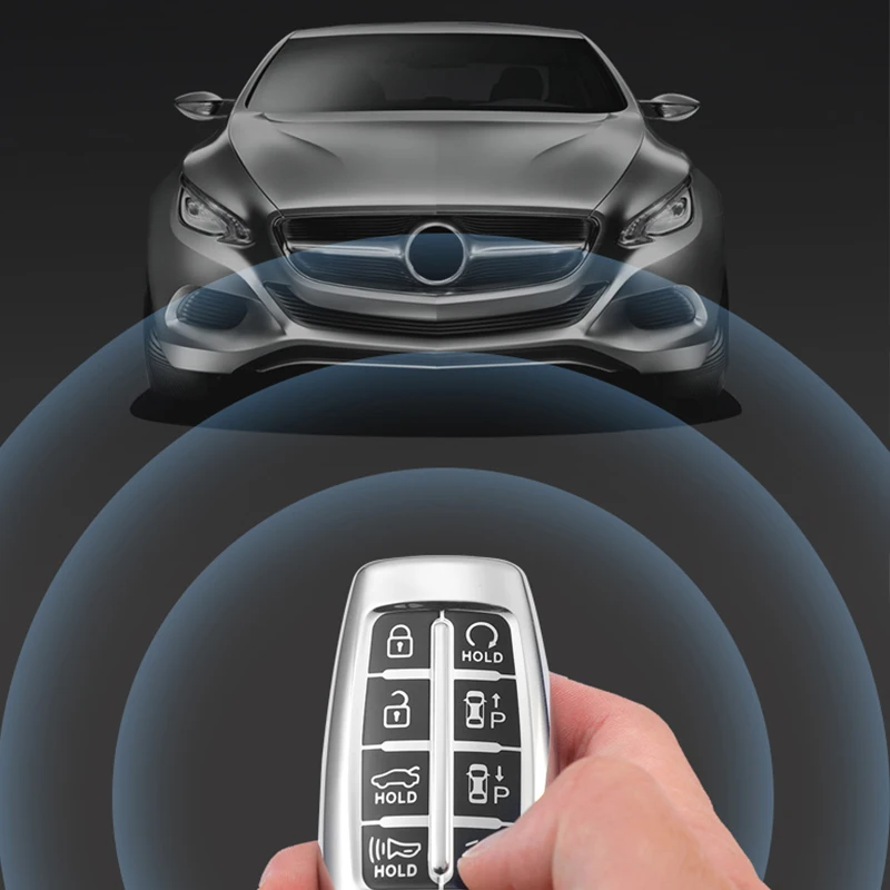 حافظة مفاتيح سيارة من البولي يوريثان بأزرار طراز 4/8 غطاء لسيارة Hyundai Genesis G80 GV70 GV80 GV90 2020 2021 2022 ملحقات سلسلة مفاتيح مزودة بدلاية