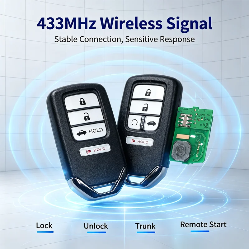 4/5 Buttons 433MHz CWTWB1G0090 With 4A Chip Car Smart Remote Key For Honda Civic Accord Fit Crider CR-V HR-V ZRV Odyssey Elysion