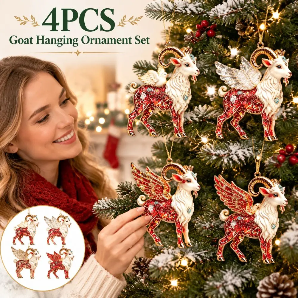 New 2D Flat Goat Hanging Ornament Set Shining Artificial Rhinestone Goat Pendant Acrylic Simulation Keychain Shop Window Display