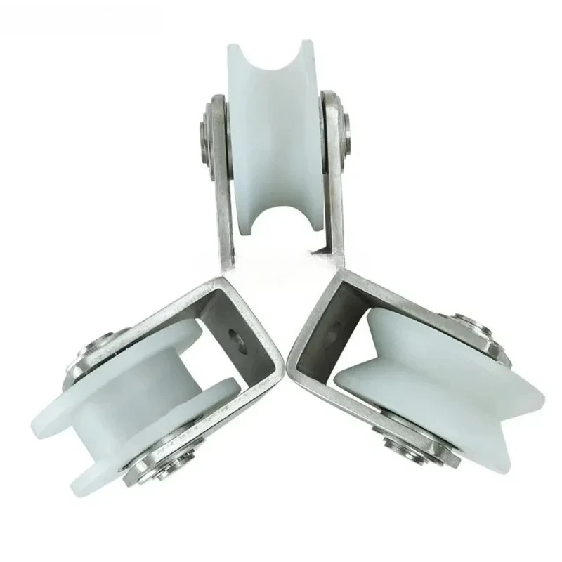 1pc Nylon U/V/H Pulley Equipped with Stainless Steel Bracket Sliding Door and Window Pulley Household Hardware Accessories
