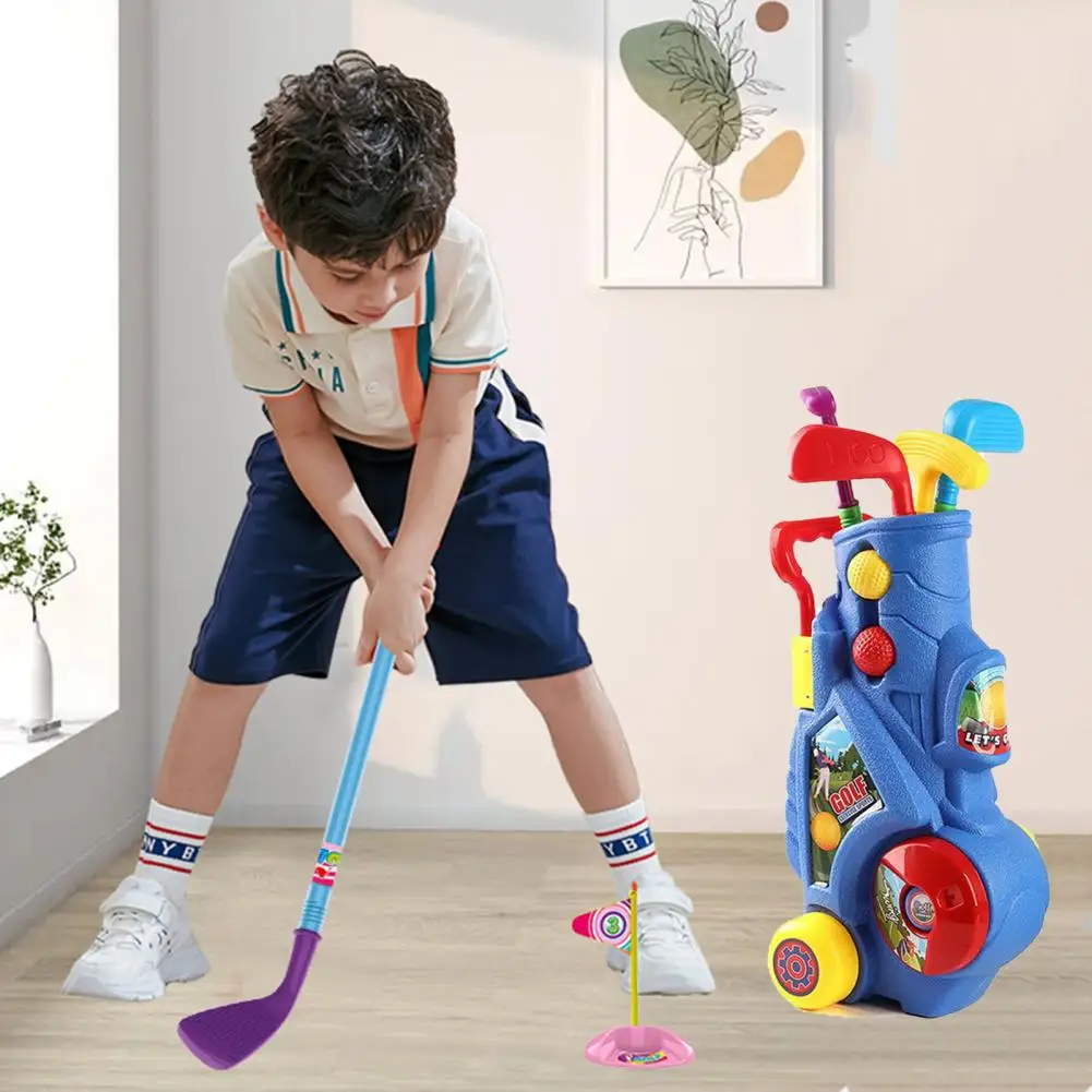 어린이 골프 세트 백백 골프 게임 스포츠 장난감 휴대용 어린이 골프 클럽 세트 플래그 매트 연습 공 야외 장난감 소년 소녀