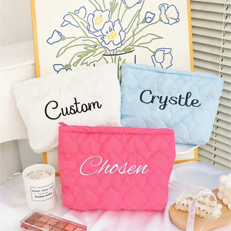 Personalized Name Embroidery Customized Handbag Makeup Bag Large Capacity Lipstick Storage Bag Suitable for Giving To Friends