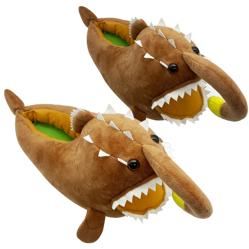 New Monkfish Slippers Funny  Angler Fish Plush Slipper Winter Warm Lanternfish Plushie Home Shoes for Halloween Gifts