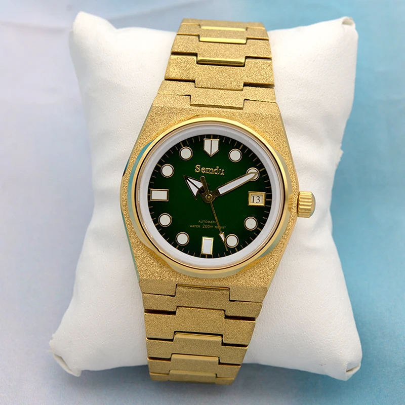 Semdu Super Player PRX Series Watch Gold Grit Nail Sand Effect With Sapphire Glass 50M Waterproof Automatic Mechanical Watch Gif