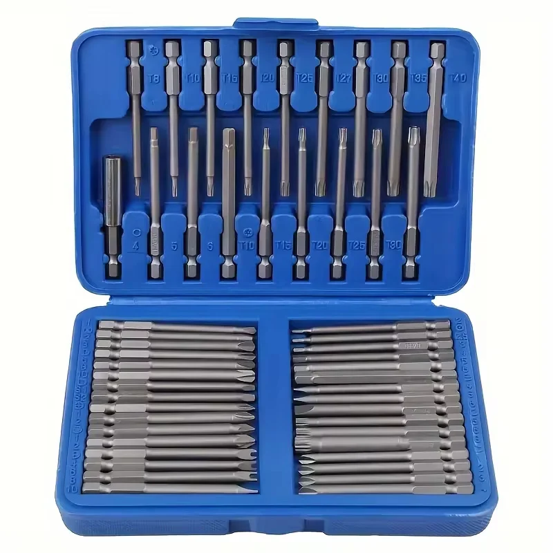 50pcs 75mm Security Screwdriver Bits Extra Long Reach Bit Set Torx Star Hex Bit for Precision Repairs and Maintenance