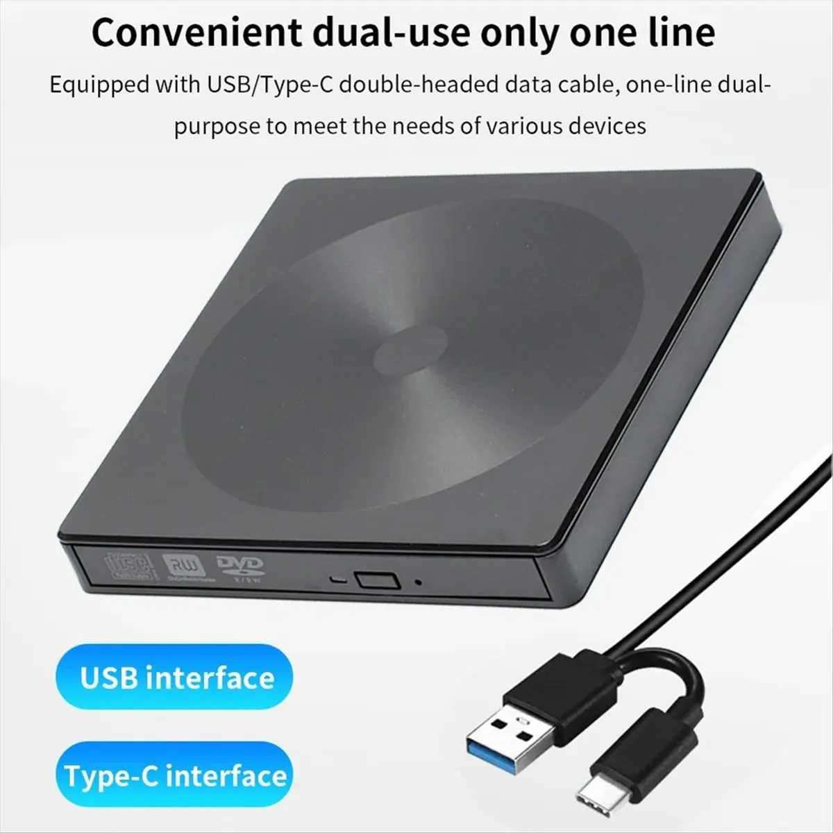 A43M DVD External USB3.0 Reader CD Player Burner Optical Disk Drives for PC Laptop Notebook