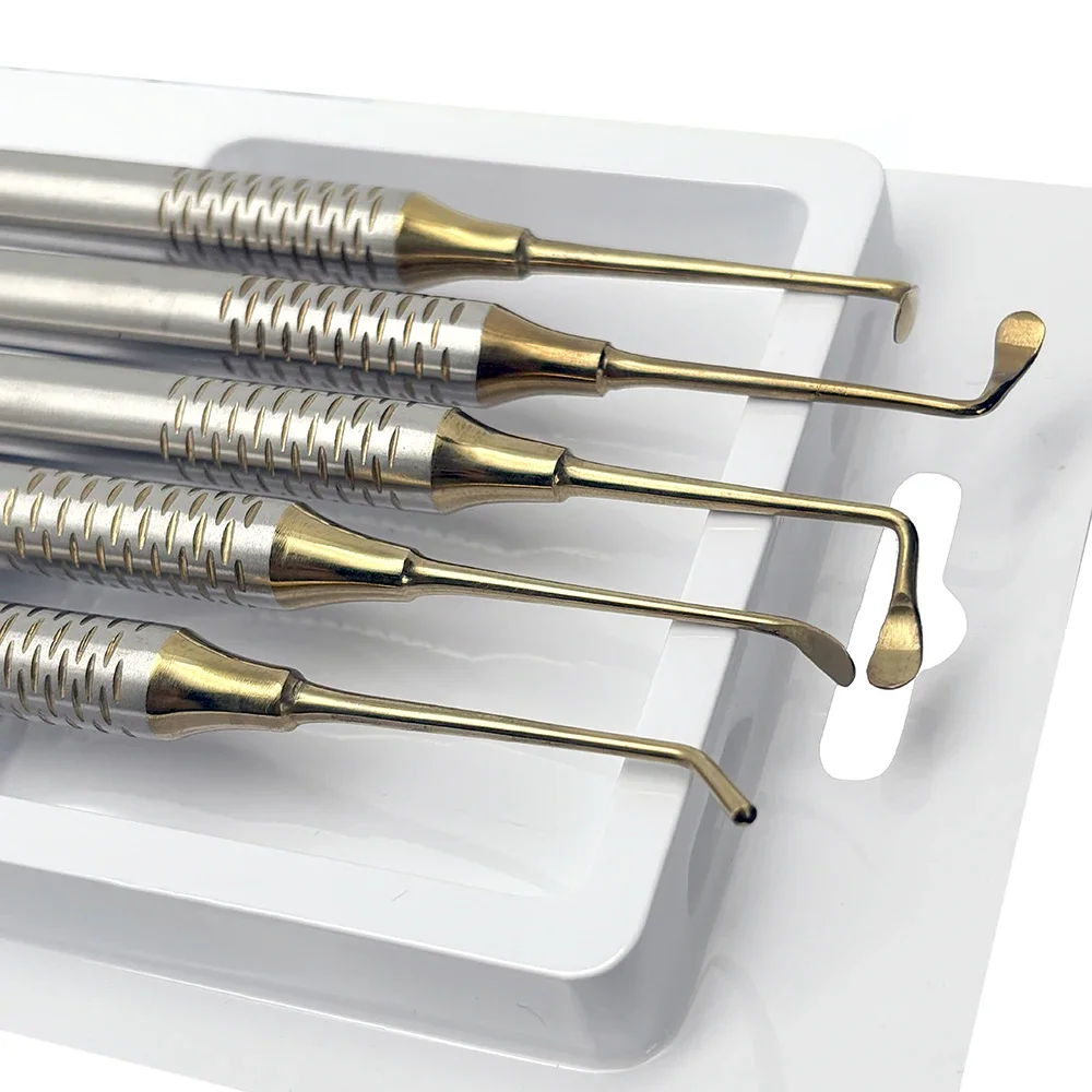 5 Pcs Dental Implant Sinus Lift Elevator Double Ended Stainless Steel Tool for Bone Grafting Periodontal and Oral Surgery Set